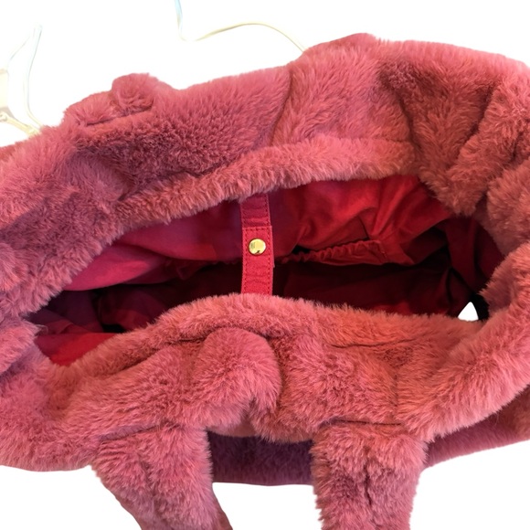 Anthropologie Faux Fur Soft Fluffy Rose Pink Bag Tote - Picture 11 of 15